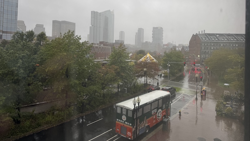 my hotel view of a rainy north end boston
