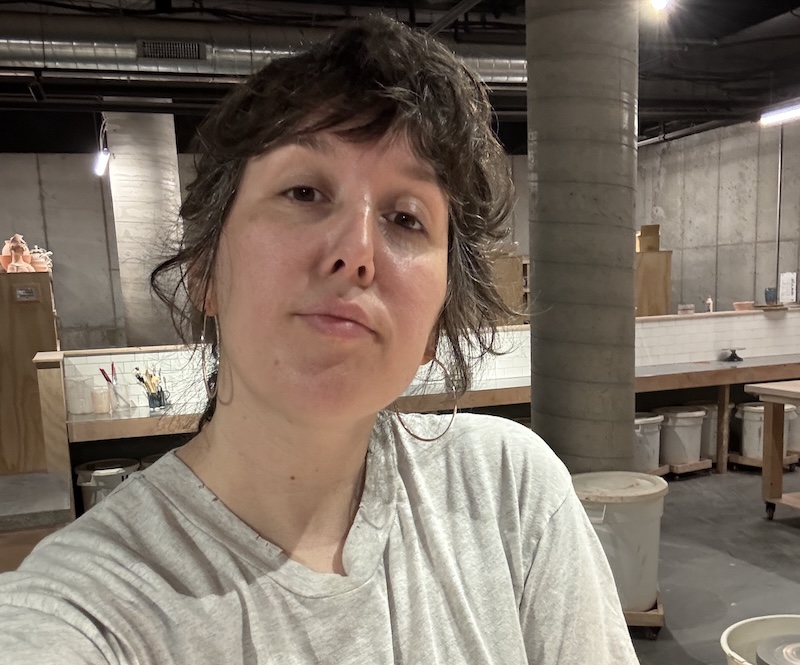 photo of me at the ceramic studio