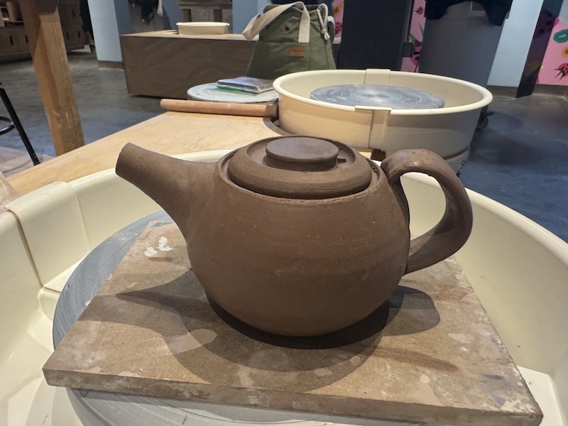 photo of a clay teapot i made and trimmed, and still has some time before it dries fully