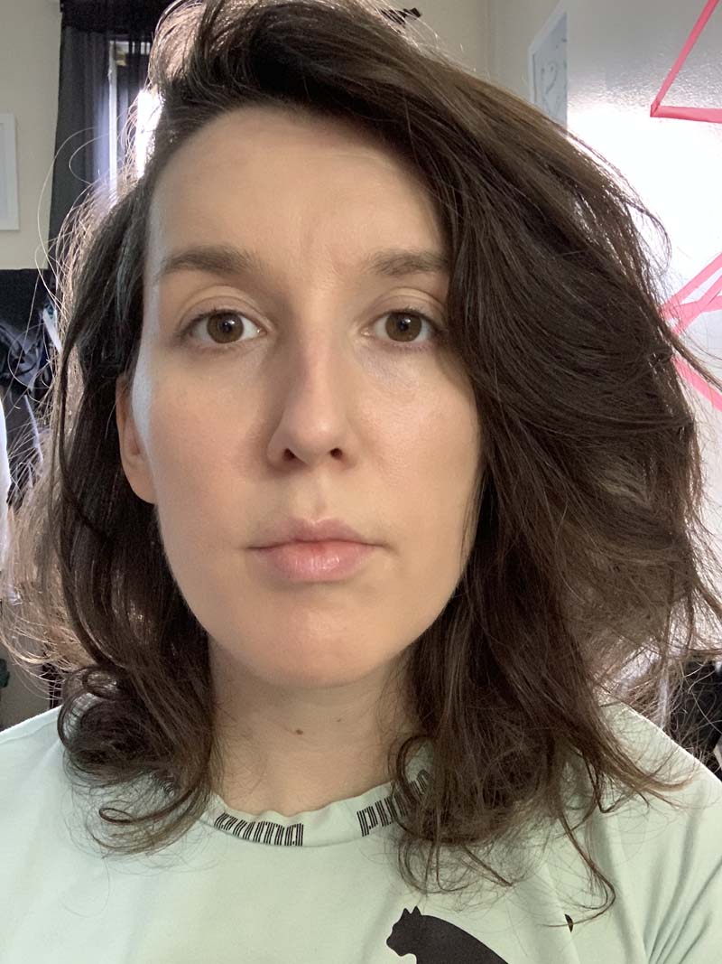 close up of my clean, primed face